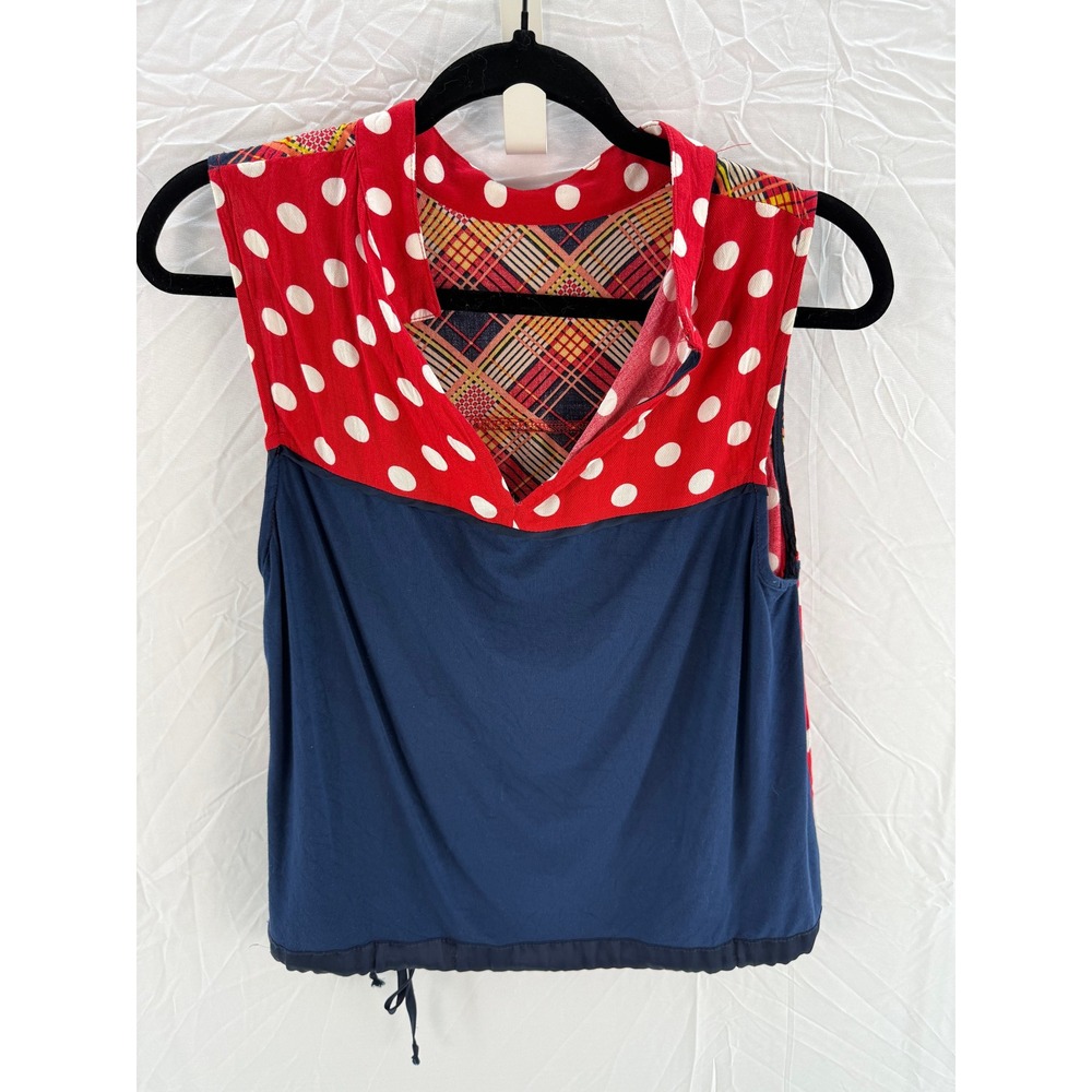 Anthropologie‎ Maeve Mixed Print Sleeveless Top S Polka Dot Plaid Retro Boho